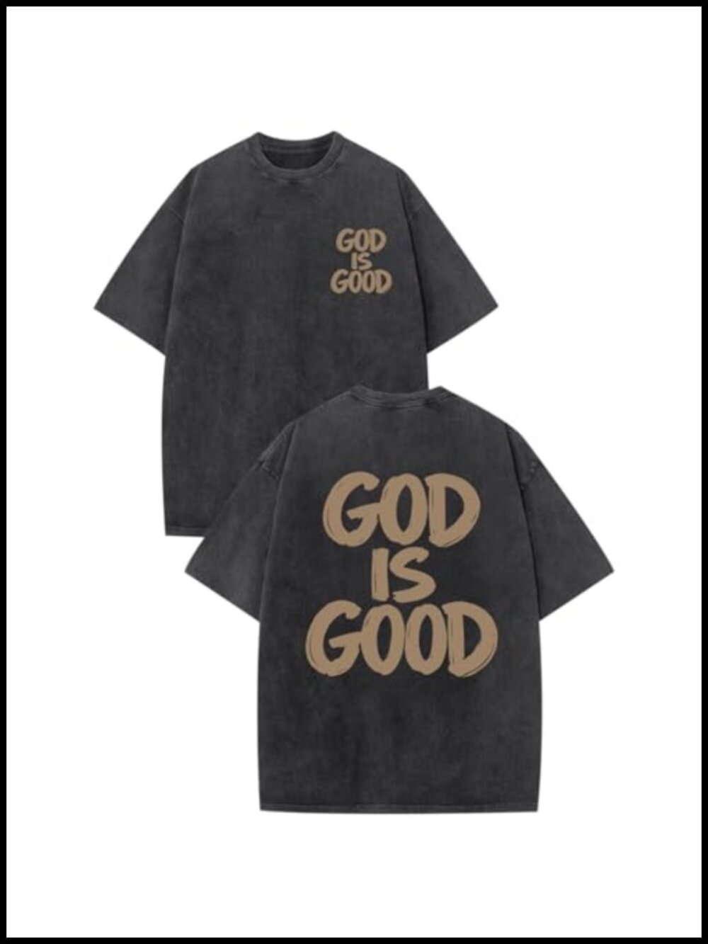 Men's God Is Good Graphic T-Shirt Cotton Acid Wash Oversized Faith Tee